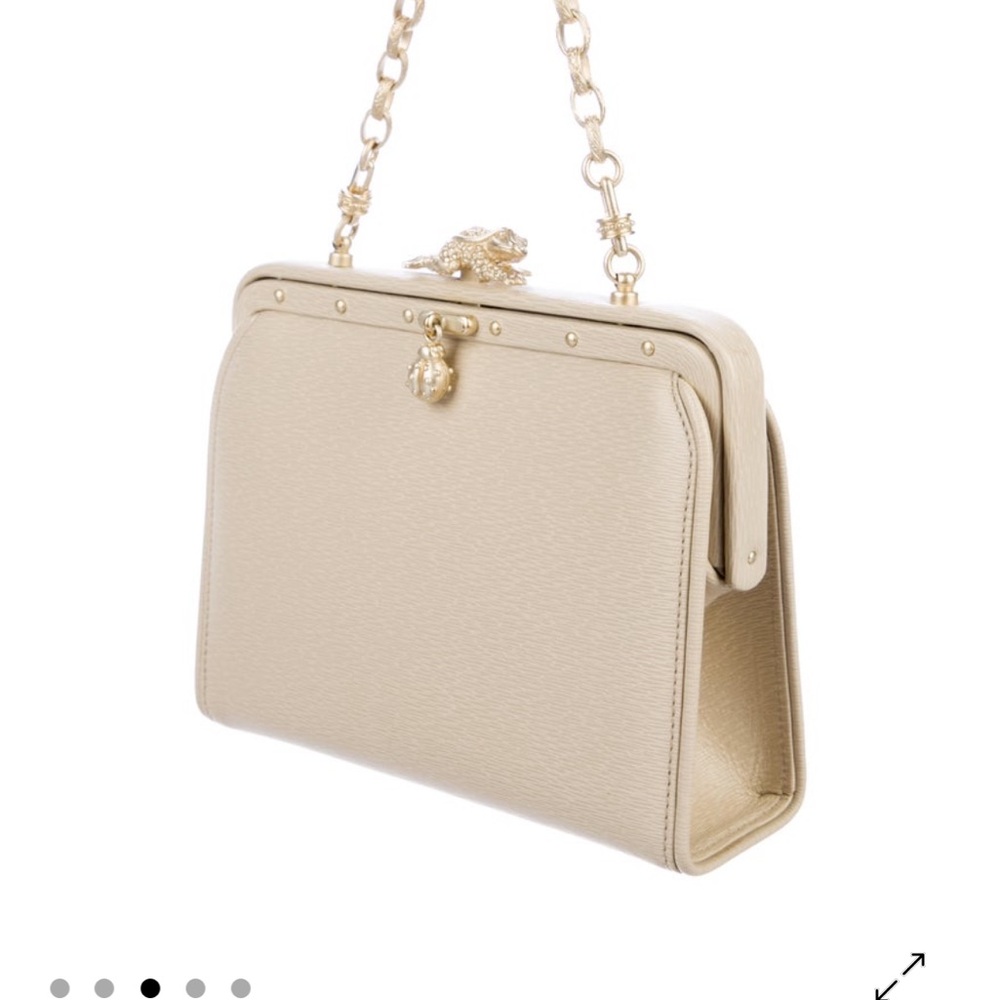 🤍 Kieselstein-Cord Vintage Ivory White Leather Frame Bag with Alligator Clasp - Picture 7 of 9